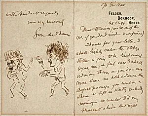 Letter with Drawing of Whistler Menacing Du Maurier