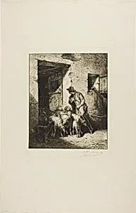 Letting the Sheep Out by Charles Émile Jacque