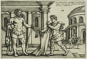 Lichas Bringing the Garment of Nessus to Hercules, from The Labors of Hercules by Hans Sebald Beham