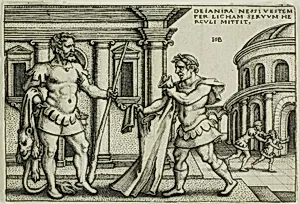 Lichas Bringing the Garment of Nessus to Hercules, from The Labors of Hercules by Hans Sebald Beham