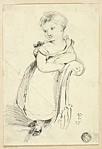 Little Girl Standing on Sofa (recto); Fragment: Back of a Woman's Head (verso)