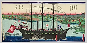 Lord Minamoto Yoritomo Captures Takadate Castle in His Conquest of Mutsu Province (Minamoto Yoritomo ko Oshu seibatsu Takadachi no shojo o koraku su), and View of the Coast of Mutsu Province (Oshu kaigan ichiran)