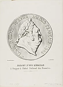 Louis-Philippe, Last King if the French 1848. Design for a medal to be manufactured by the National Mint by Honoré-Victorin Daumier