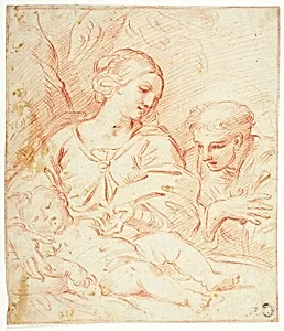 Madonna and Sleeping Christ Child with Male Saint