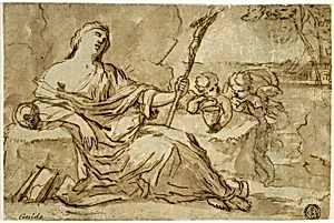Magdalene in the Wilderness with Two Putti