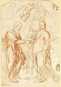 Marriage of the Virgin (recto); Sketches of Lower Half of Face in Profile (verso) by Unknown artist
