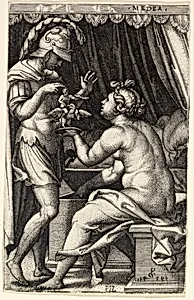 Medea and Jason, from Greek Heroines by Georg Pencz