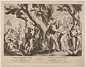 Meeting of Moses and Jethro, plate 1 from Thrones of Justice (Thronus Iustitiae)