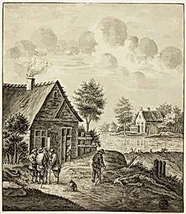 Men Conversing Outside House Beside Canal