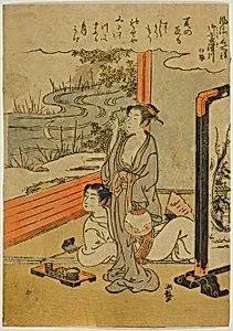 Mimosuso River in Ise Province (Mimosusogawa, Ise), from the series "Fashionable Mirrors of Famous Places (Furyu meisho kagami)"
