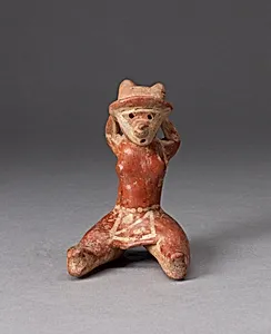 Miniature Seated Figurine with Arms Held Behind the Head