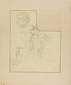 Mounted Officer and Other Sketches by Jean Louis André Théodore Géricault