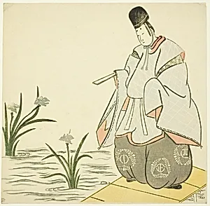Narihira at Yatsuhashi Bridge by Unknown