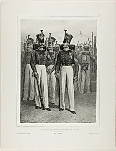 Non-Commissioned Officer and Soldiers of the Volhynie Regiment (Imperial Guard), Camp Vosnessensk by Denis Auguste Marie Raffet