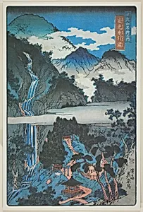 Nunobiki Falls at Jakko Shrine (Jakko Nunobiki no taki), from the series "Scenic Spots in the Mountains of Nikko (Nikkosan meisho no uchi)" by Keisai Eisen