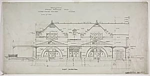 Oakland Avenue Railroad Station, Chicago, Illinois, East Elevation
