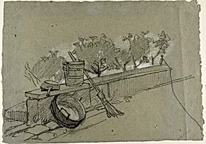 Objects on Wall, study for Couture, The Bird-Catcher