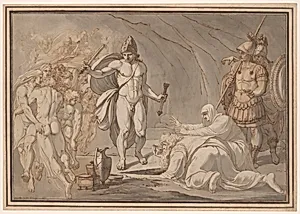 Odysseus, at the Doors of Hades, Meets the Shades of Tiresias and Anticlea