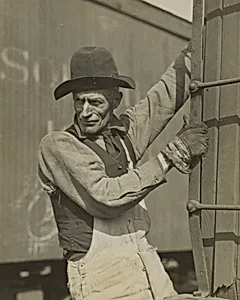Old Fashioned Brakeman on Freight Train