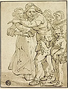 Old Man Pointing Left, plate 8 from Dessins des meilleurs Peintres d'Italie, d'Allemagne et des Pay-Bas Tirés de divers célebres Cabinets