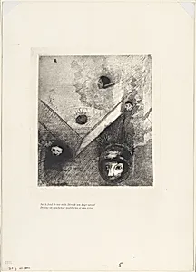 On the Backdrop of Our Nights God with His Knowing Finger Traces a Multiform Implacable Nightmare, plate 6 of 9 by Odilon Redon