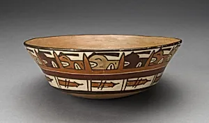 Open Bowl with Rows of Repeated Abstract Motifs by Nasca