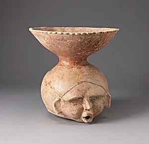 Open-Necked Vessel in the Form of a Human Head, Possibly Deceased