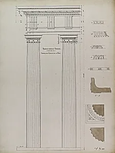 Orders of Architecture, Roman Doric Order from Baths of Diocletian, Rome, Italy, Elevation