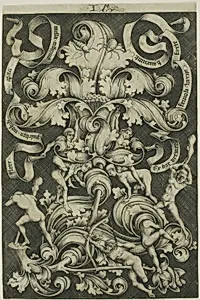 Ornament With Flower and Eight Wild Folk