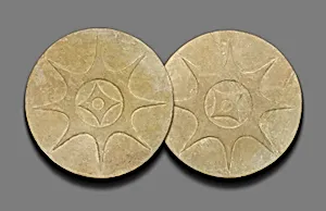 Pair of Earspools with Eight-Pointed Star Motif