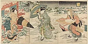 Parody of Liu Bei (J: Gentoku) Visiting Zhuge Liang (J: Komei) in Wind and Snow (Gentoku fusetsu ni Komei o tazureru)