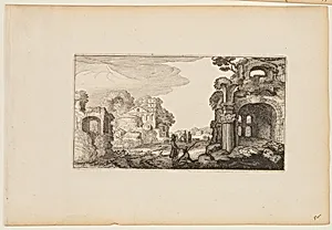 Path between Roman Ruins, from Twelve landscapes with Figures