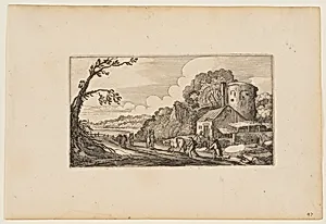 Path to Left of a Farm Dominated by a Round Tower, from Twelve landscapes with Figures