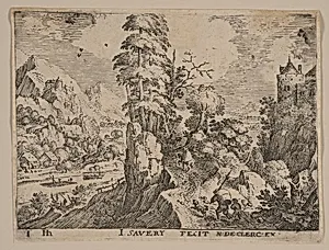 Path with Travelers to right of River, from Landscapes