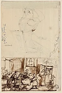 People at a Table (recto), and Study for Cottage Toilet (verso)