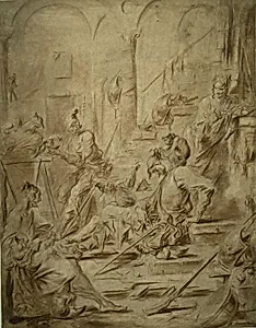 Picaresque Group with a Monkey and a Magpie