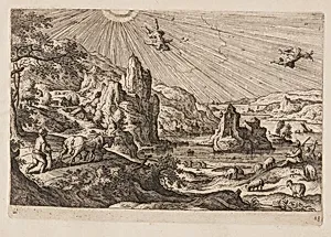 Plate 18, from Landscapes with Scenes from the Old and New Testament and Ovid’s Metamorphoses by Hans Bol