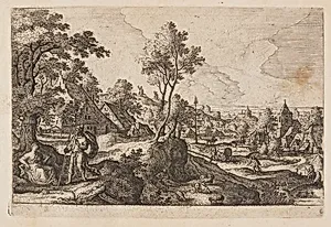 Plate 6, from Landscapes with Scenes from the Old and New Testament and Ovid’s Metamorphoses by Hans Bol