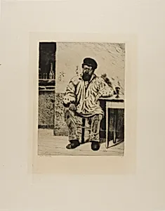 Plate from l'Assommoir (bearded man seated at table)