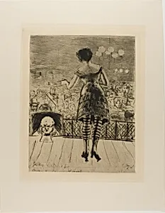 Plate from l'Assommoir (singer onstage with prompter)