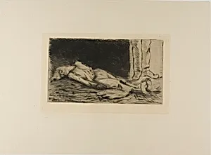Plate from l'Assommoir (woman lying on floor)