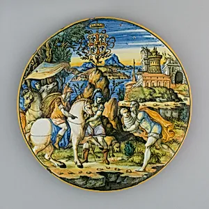 Plate with Story of Numa Pompilius and Arms of Gonzaga