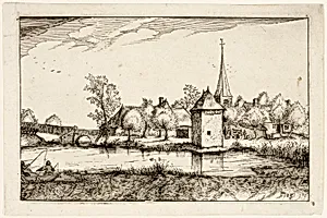 Pond and a Village, plate fifteen after Pictures of Farms, Country Houses and Rustic Villages (Praediorum villarum et rusticarum casularum icones)