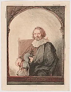 Portrait of a Man in an Armchair, from Collection d'imitations de Dessins d'après les Principaux Maîtres Hollandais et Flamands by Christian Josi