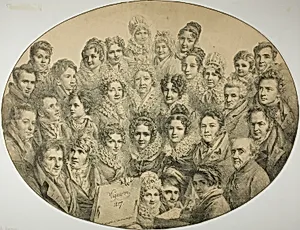 Portraits of 31 people in an Oval