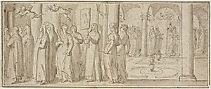 Procession of Nuns and Novices Honoring a Male Saint