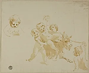 Putti Playing with Goat