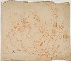 Putto Firing at Putto on Horseback