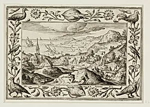 Rabbit Hunt, from Landscapes with Old and New Testament Scenes and Hunting Scenes by Adriaen Collaert