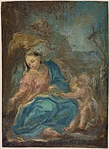 Rest on the Flight into Egypt (recto); Madonna of the Rosary (verso)